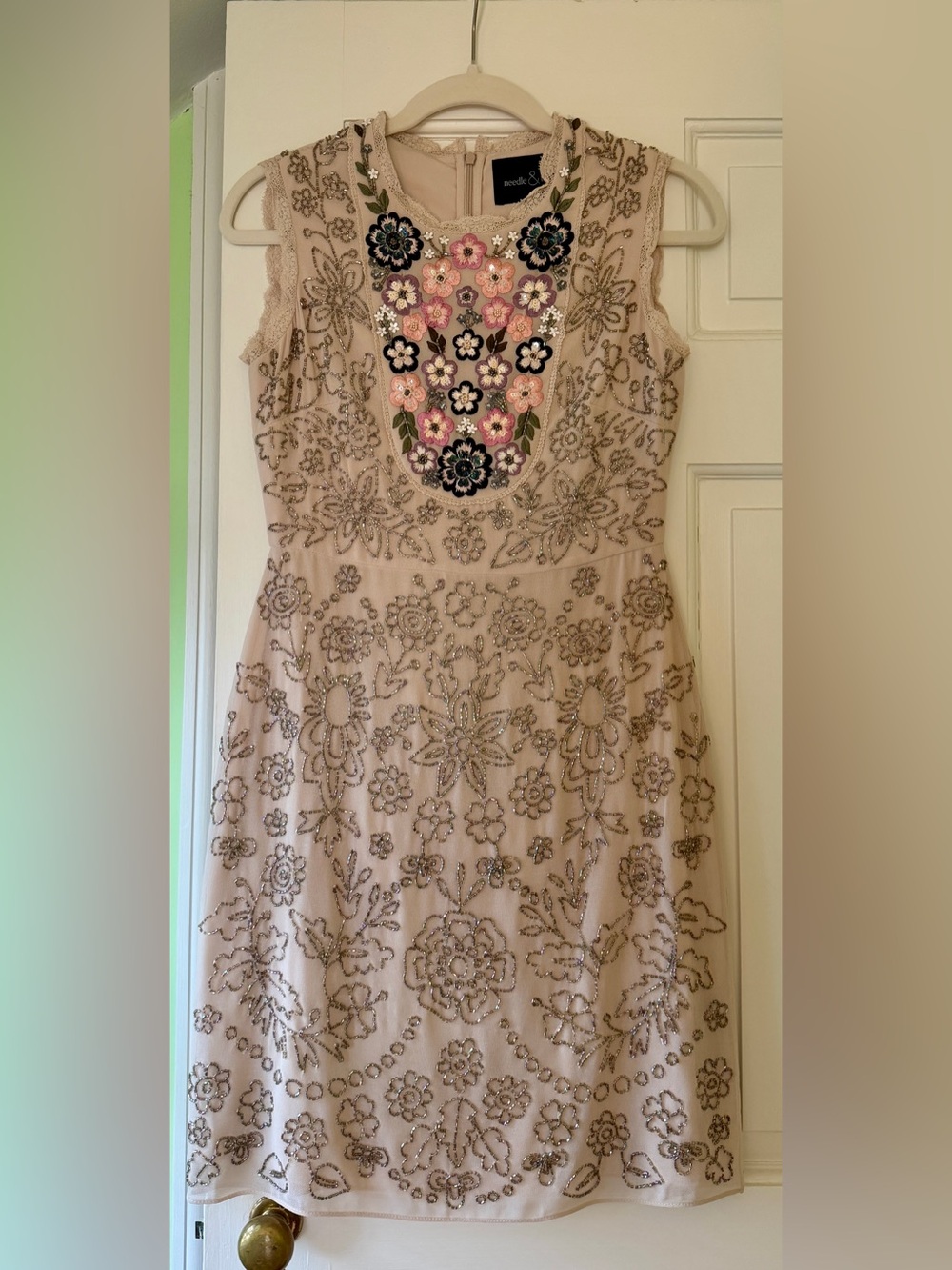 Needle & Thread a line beaded bib dress size 4